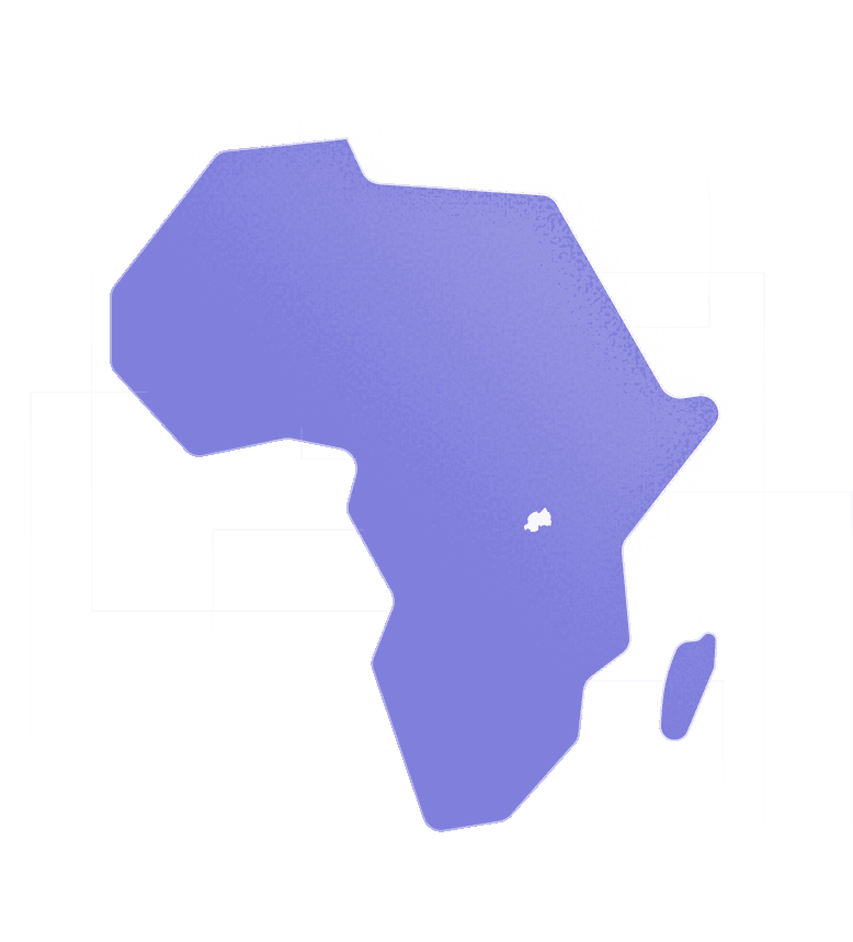 Illustrated map of Africa with Rwanda highlighted